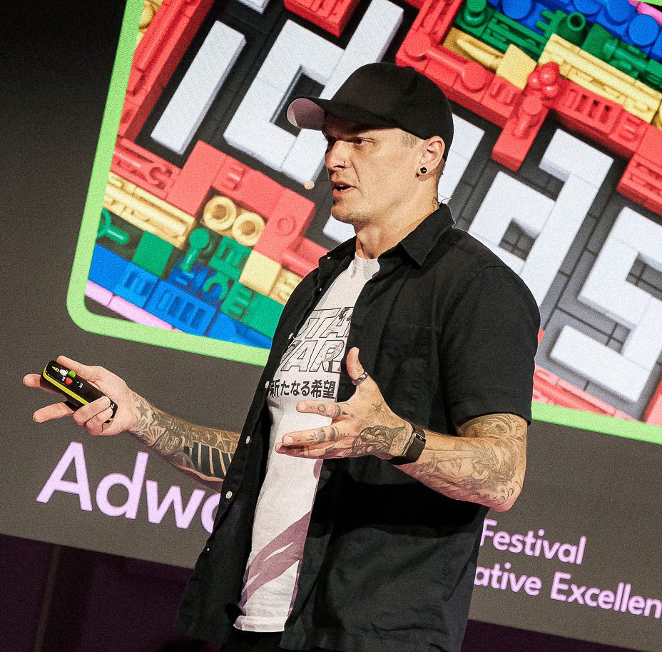 Calvin Innes speaking at Adwards, Latvia